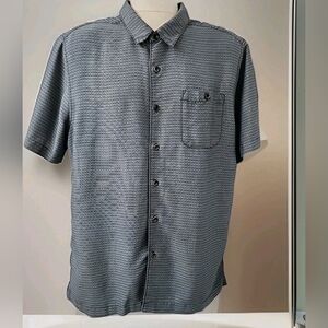 103 Quiksilver Men's Gray Striped Collared Button Down Shirt Relaxed Fit